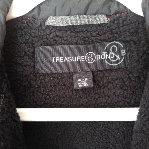 Treasure Bond L Plaid Faux Sherpa Lined Flannel Shacket Jacket Coat Wool Blend - Picture 4 of 12